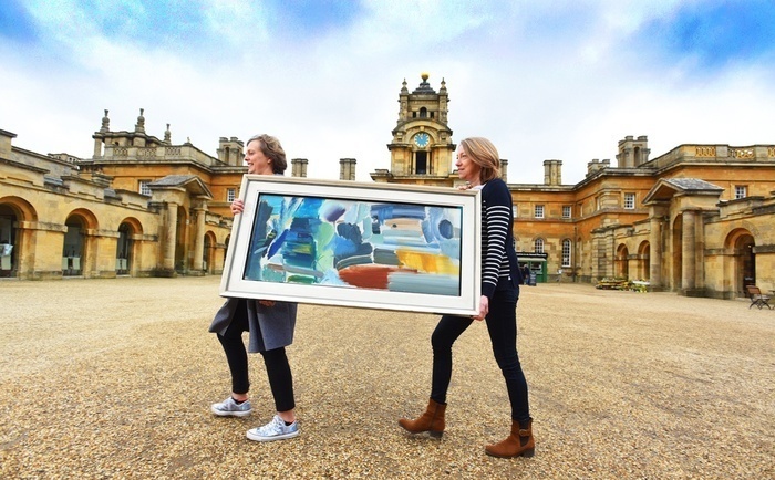 Jenna and Jane with Ivon Hitchens' River and Fields (c 1965) at Blenheim Palace