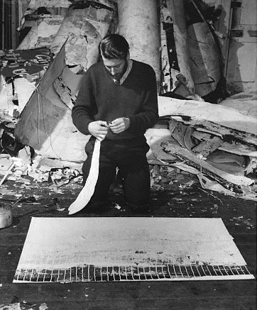 Gwyther Irwin, Photograph of the Artist making a collage, c 1960s