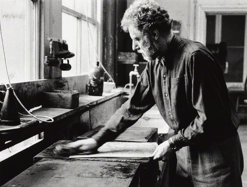Julian Trevelyan, Photograph of the Artist in his printing studio