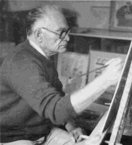 Photo of Bryan Pearce painting, Cornwall, circa 1985