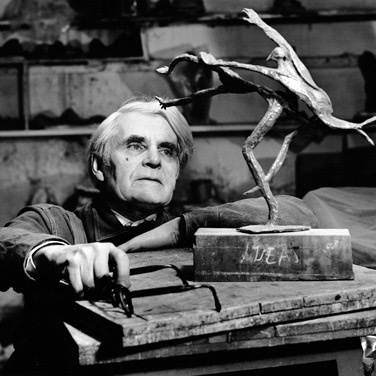 Photograph of Leon Underwood in his studio circa 1969.