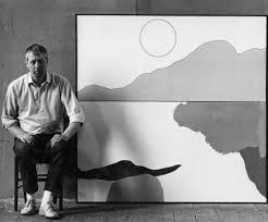 Photograph of Derrick Greaves with his painting