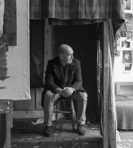 Photograph of Diarmuid Kelley in his studio, 2019