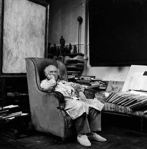 Photograph of Josef Herman in his studio, date unknown