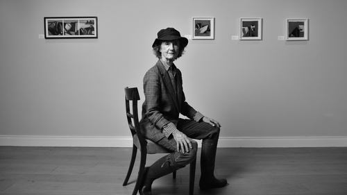 Lindy Guinness with her paintings in her gallery within the Clandeboye Estate
