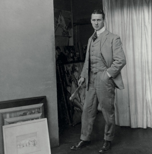 JD Fergusson in his studio, Paris, 1910, circa