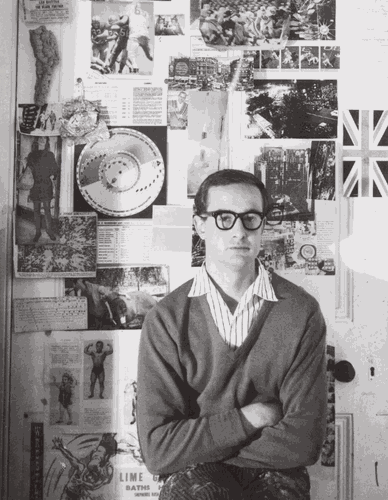 Photograph of Robyn Denny in his flat in London, 1959