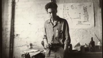 Photograph of Martin Bradley in his studio, late 1950s