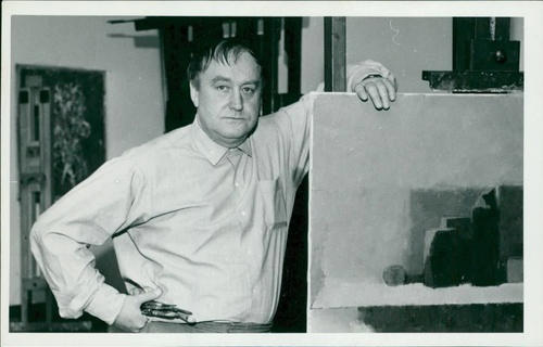Photograph of William Brooker in his studio, date unknown