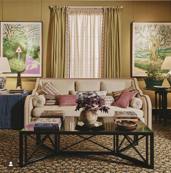 Sibyl Colefax and John Fowler interior featuring prints by David Hockney