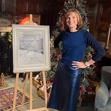 Fiona Bruce in Antiques Roadshow with painting by Ernest Archibald Taylor